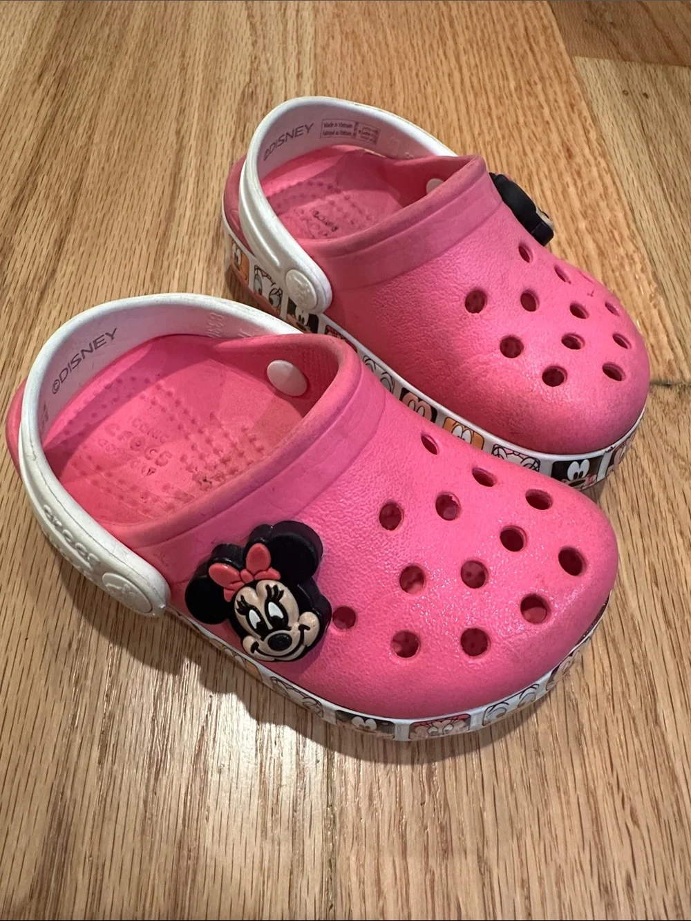 Disney Pink Minnie Mouse Kids Clog Sandals with White Strap